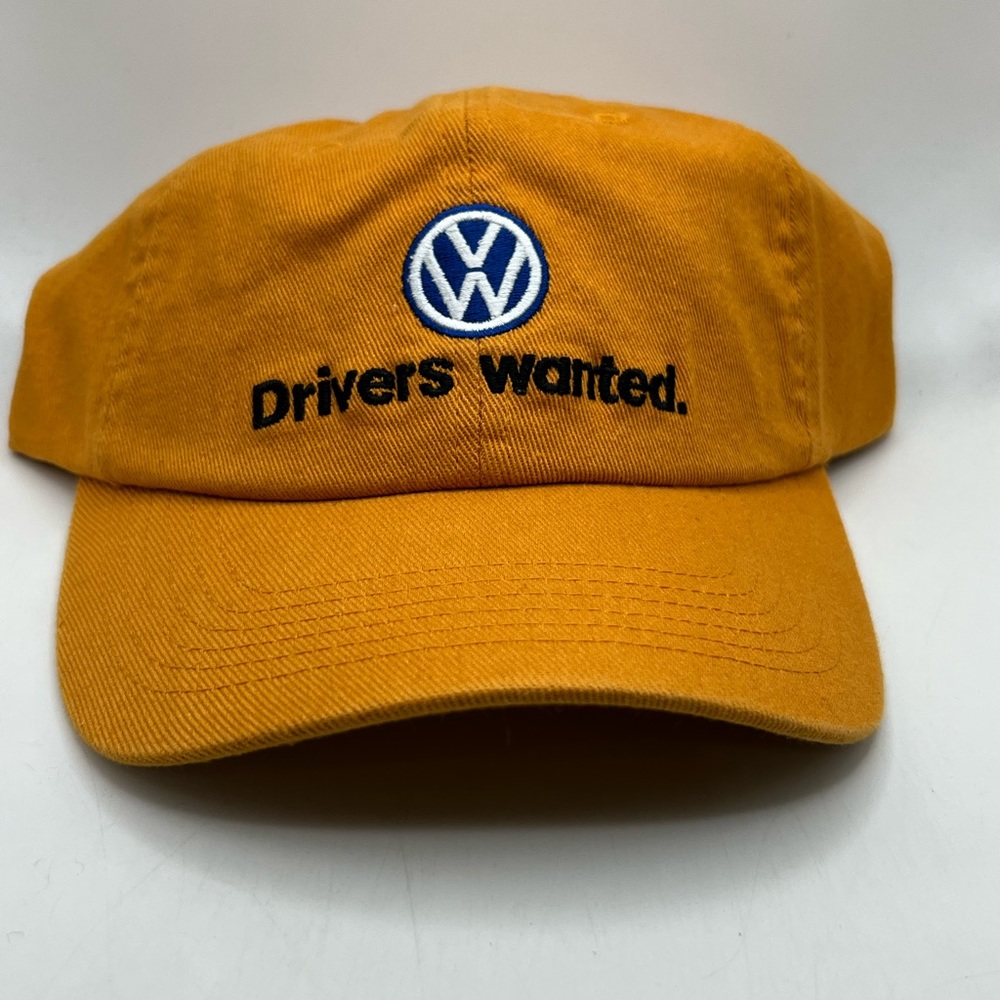 Volkswagon VW Orange/ Yellow Hat Cap Flex Fitted Drivers Wanted Logo Promo
